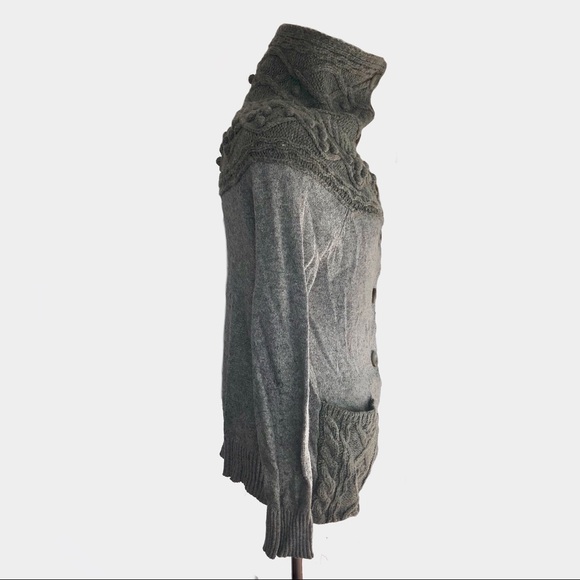 ANTHRO Sleeping On Snow Cablepom Cardigan Sweater - Picture 4 of 8